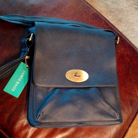 Dark Blue Leather Jamie Bag - Picture 1 of 6